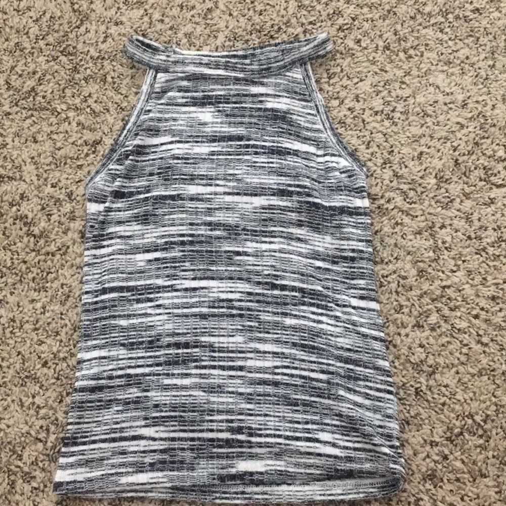 Grey and white high neck tank top